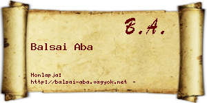 Balsai Aba névjegykártya